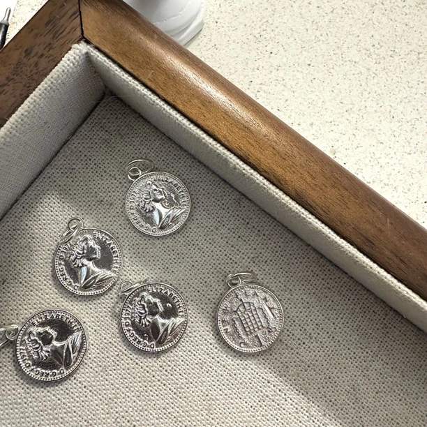 吊坠925银 女王古币/s925维多利亚女王硬币简约复古吊坠DZ1228