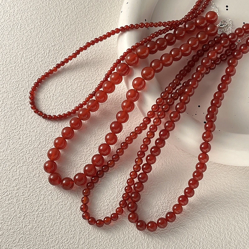 博主时尚轻奢高级锁骨链Forever同款-红瑙瑙项链0586