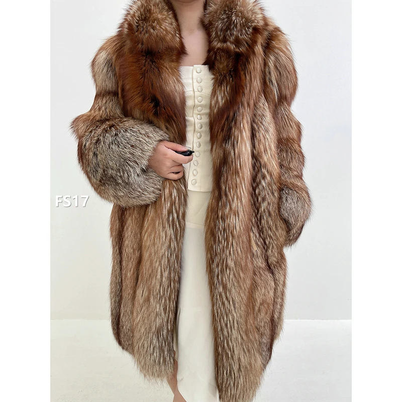 【FS17】L码 咖银狐全抽狐狸毛皮草外套（肩44胸110衣94袖61）