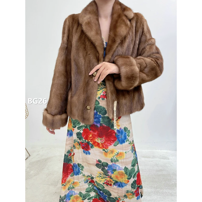 【BG26】XXS码 蜜茶棕全抽水貂外套外套（肩39胸94衣56袖60）