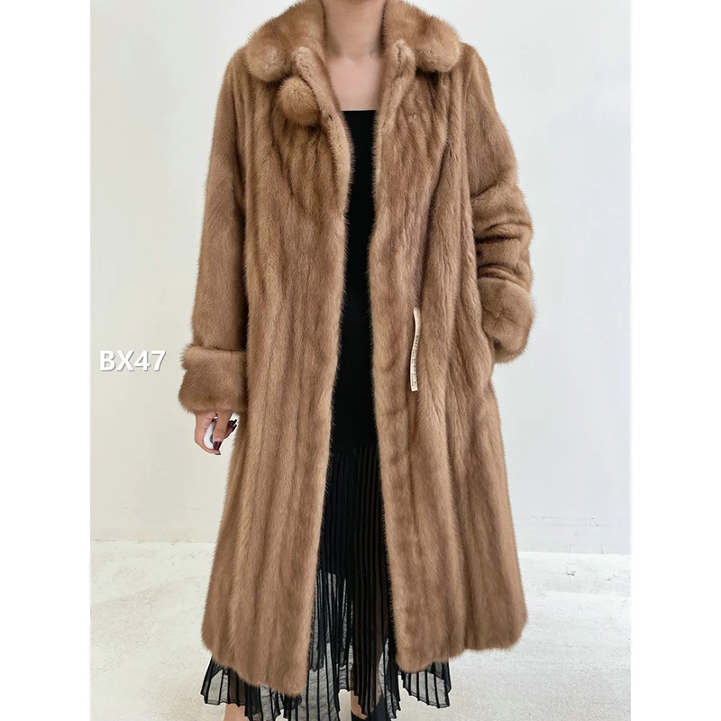 【BX47】S码 奶茶棕全抽水貂大衣外套（肩39胸100衣111袖61）