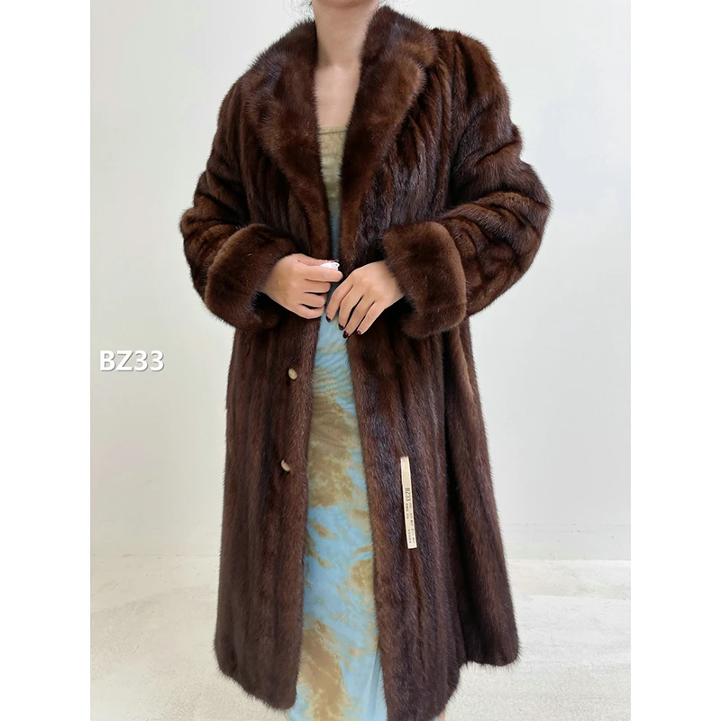 【BZ33】XS码 焦糖棕全抽水貂大衣外套（肩39胸98衣111袖63）