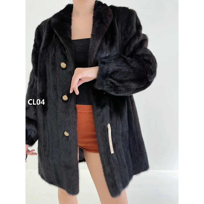 【CL04】S码 棕黑色全抽水貂大衣外套（肩40胸102衣79袖59）