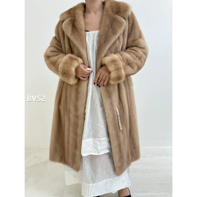 【BV52】XL码 奶茶棕全抽水貂大衣外套（肩41胸114衣104袖61）