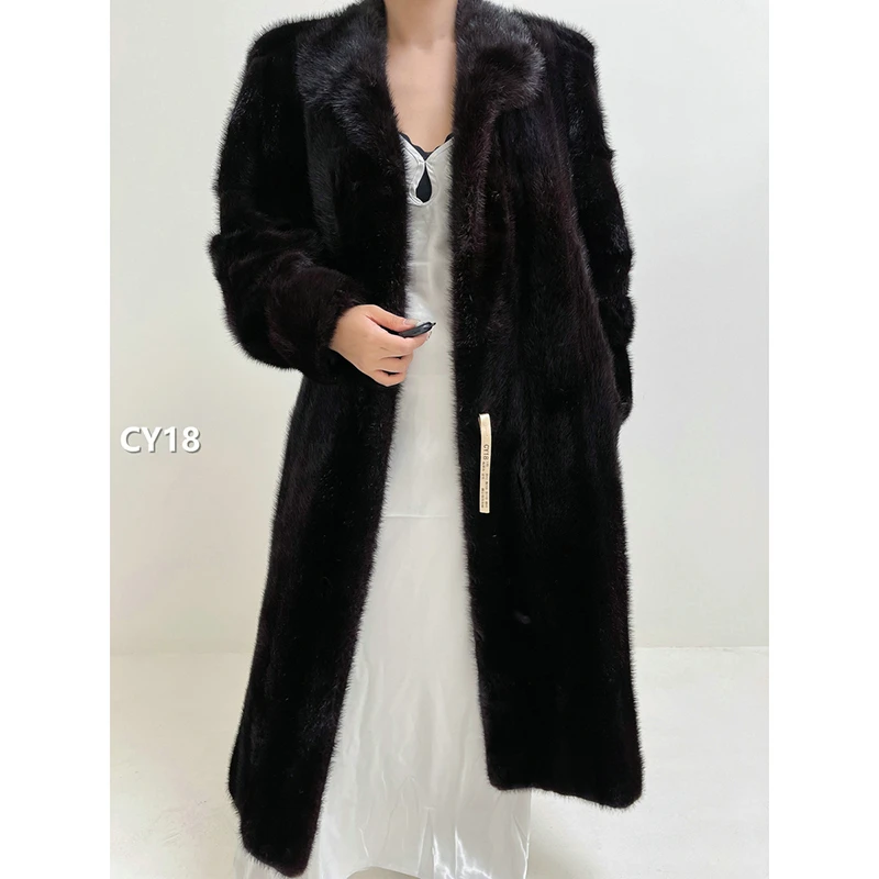【CY18】L码 棕黑色逆毛水貂大衣外套（肩42胸108衣118袖60）