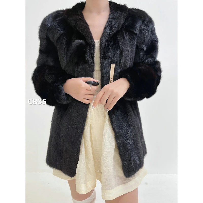 【CB35】L码 红黑色全抽水貂大衣外套（肩44胸108衣70袖58）