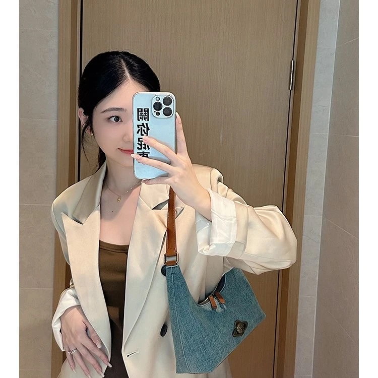 2024新款小众复古牛仔腋下包高级感百搭单肩包通勤时尚手提包包女