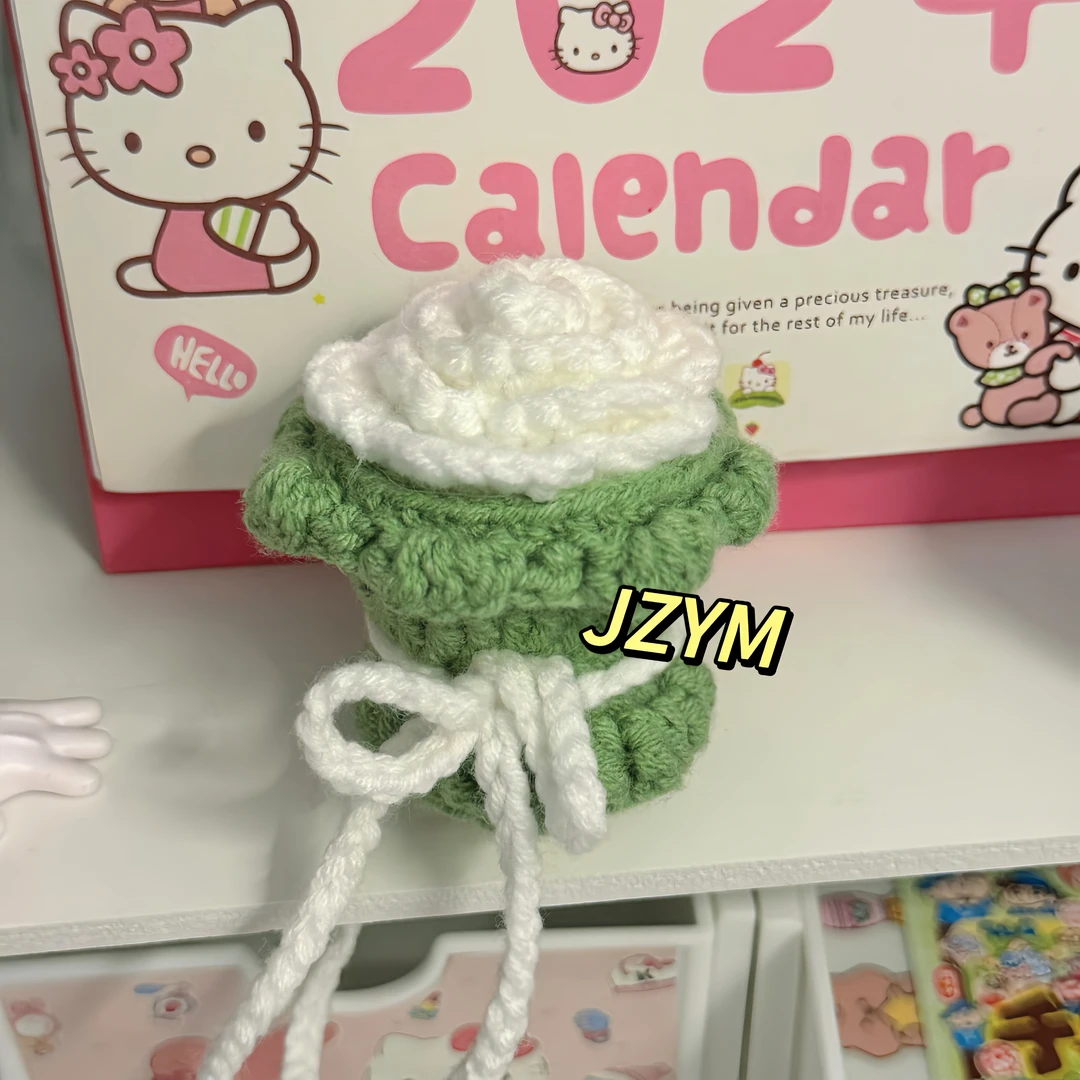 山茶花羽毛球diy挂件 手捧花束编织材料包毛线钩针送球搭子礼物