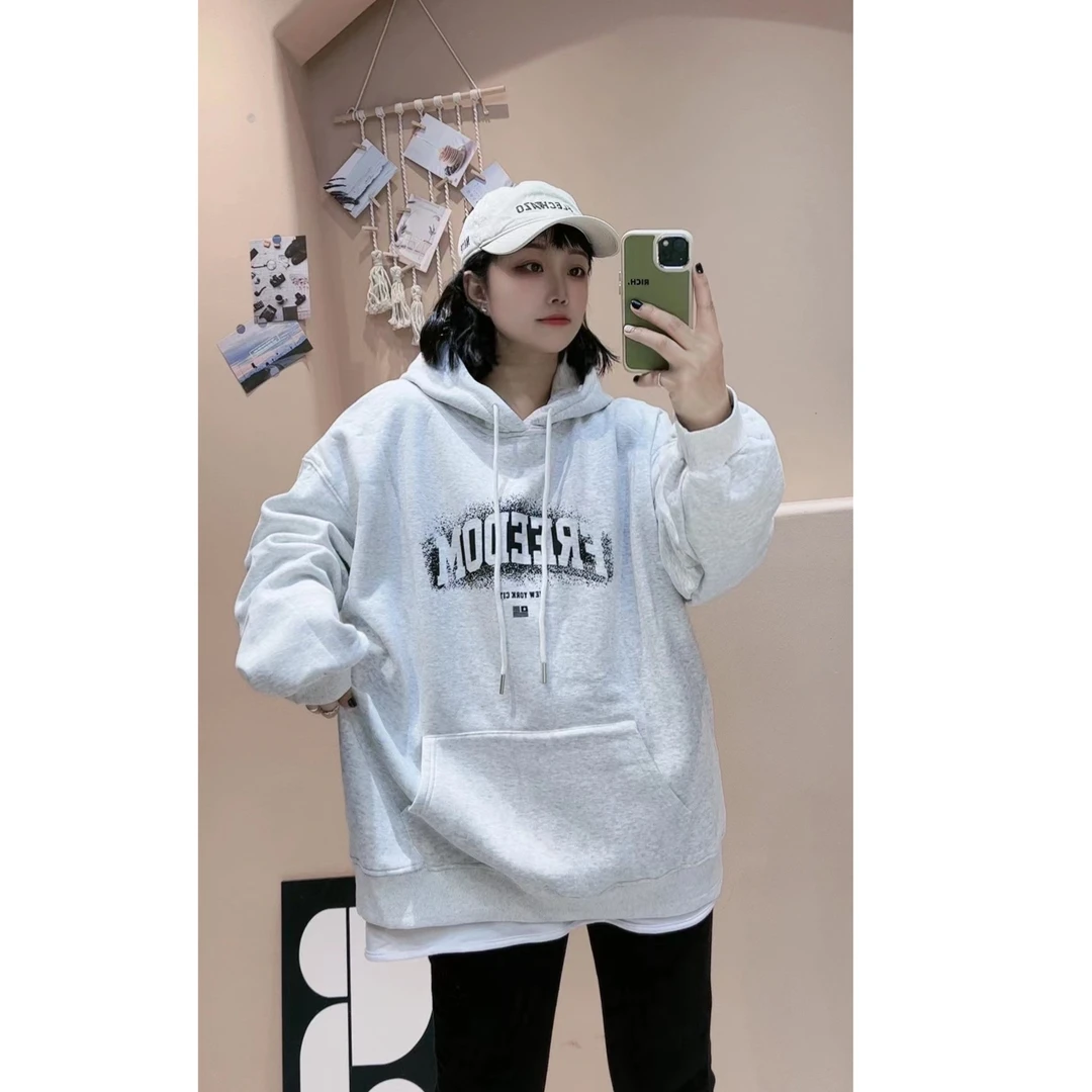 【加绒卫衣】简约字母加绒连帽卫衣1613