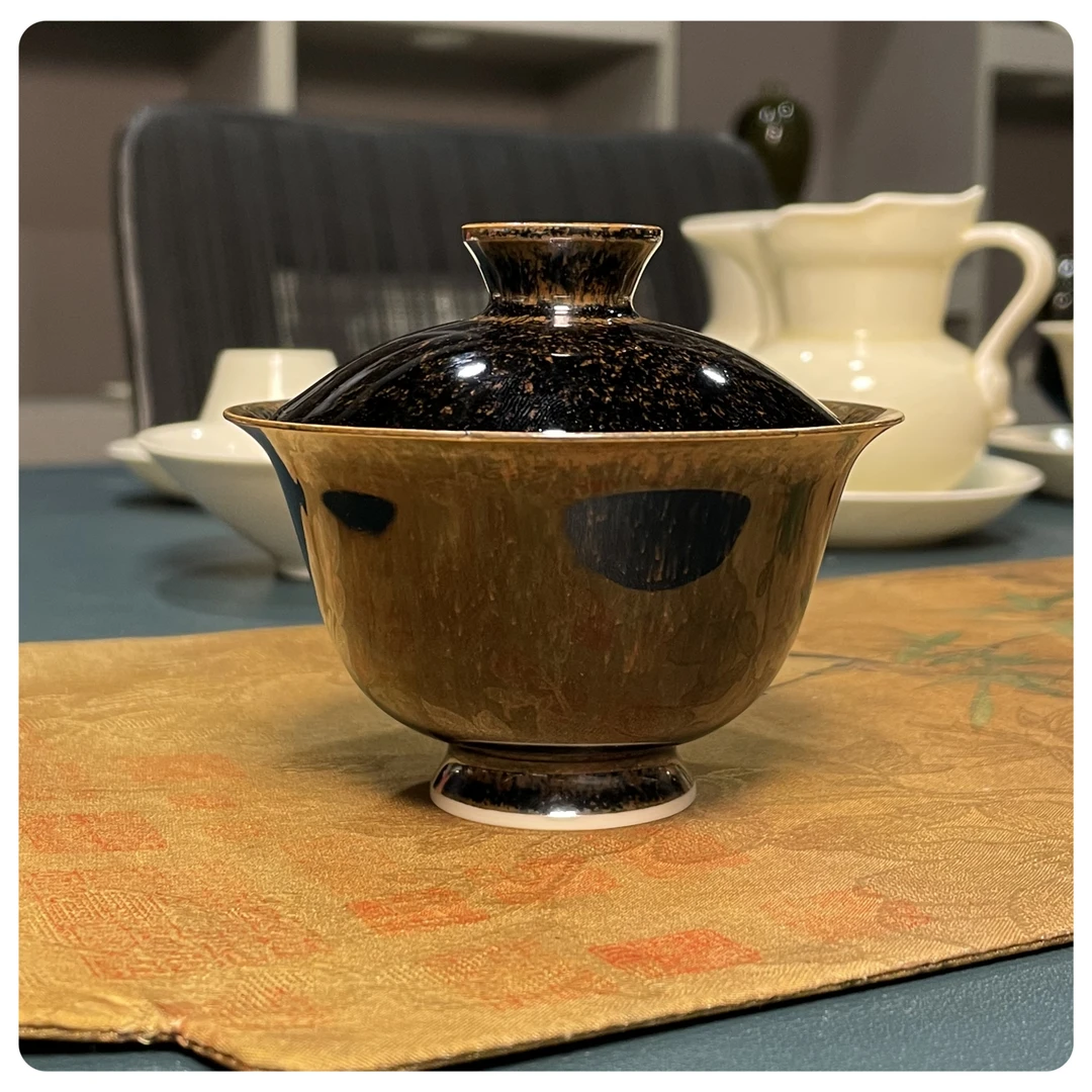 定窑 定瓷 黑定 窑变星空 二才盖碗 元宝盖碗 原矿纯手工