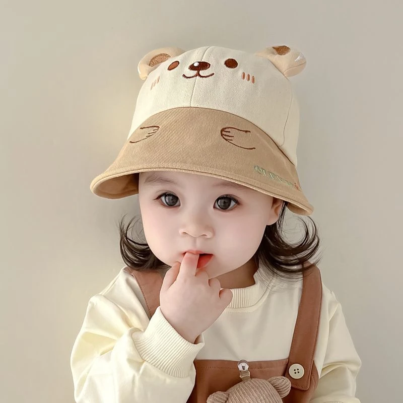 婴儿帽子春秋薄款宝宝儿童女童夏季可爱防晒超萌渔夫帽遮阳帽盆帽