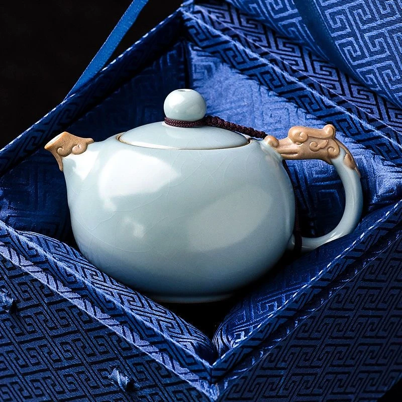 天青色汝窑陶瓷茶壶西施壶开片可养家用功夫茶具泡茶壶单壶带过滤