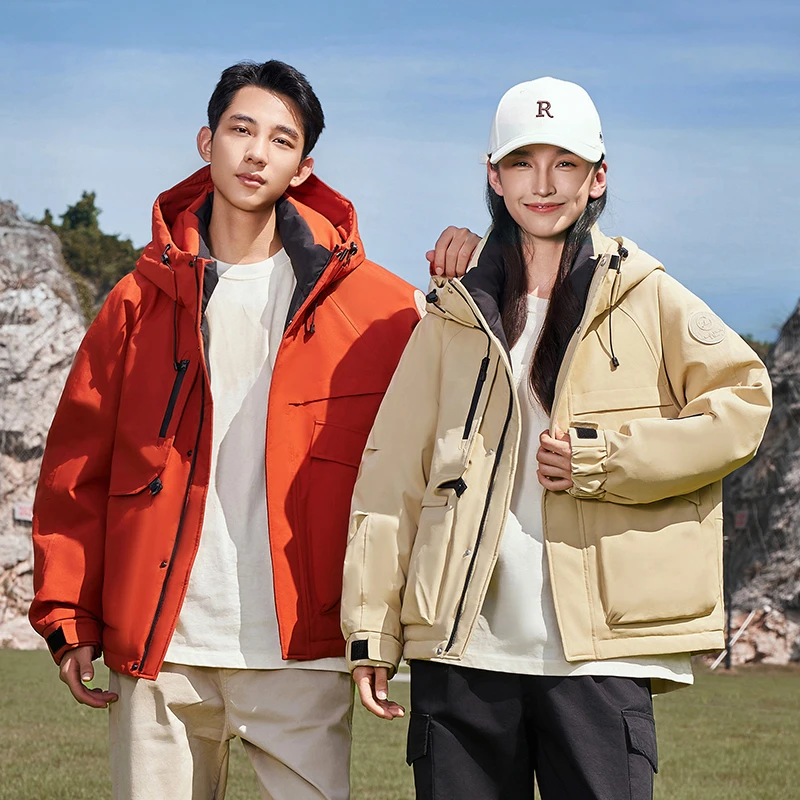 冬季情侣款短款羽绒服鸭绒保暖连帽加厚外套情侣款 M-4W006Y