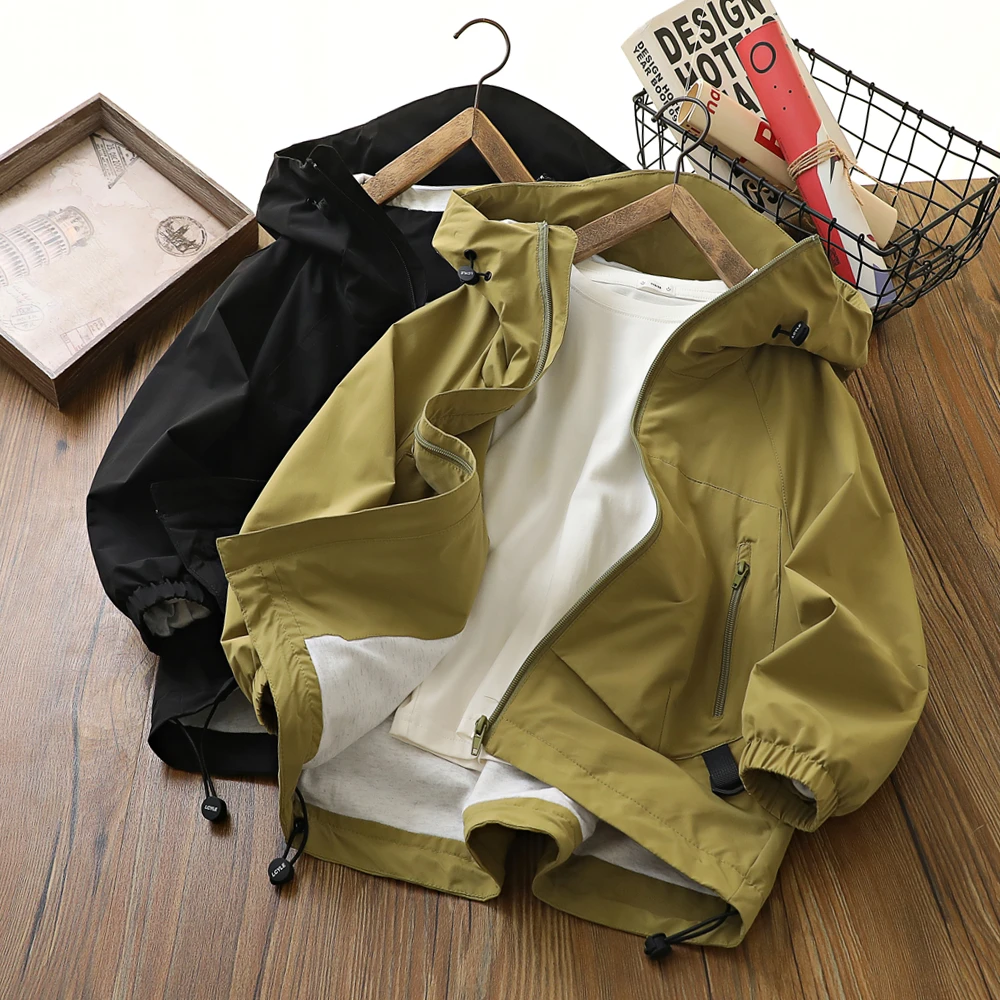 儿童外套连帽薄款风衣拉链衫男童防风休闲上衣中大童洋气春秋季潮