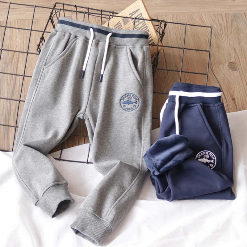 秋冬款儿童休闲裤保暖长裤中大童男孩运动加绒裤男童洋气百搭裤子