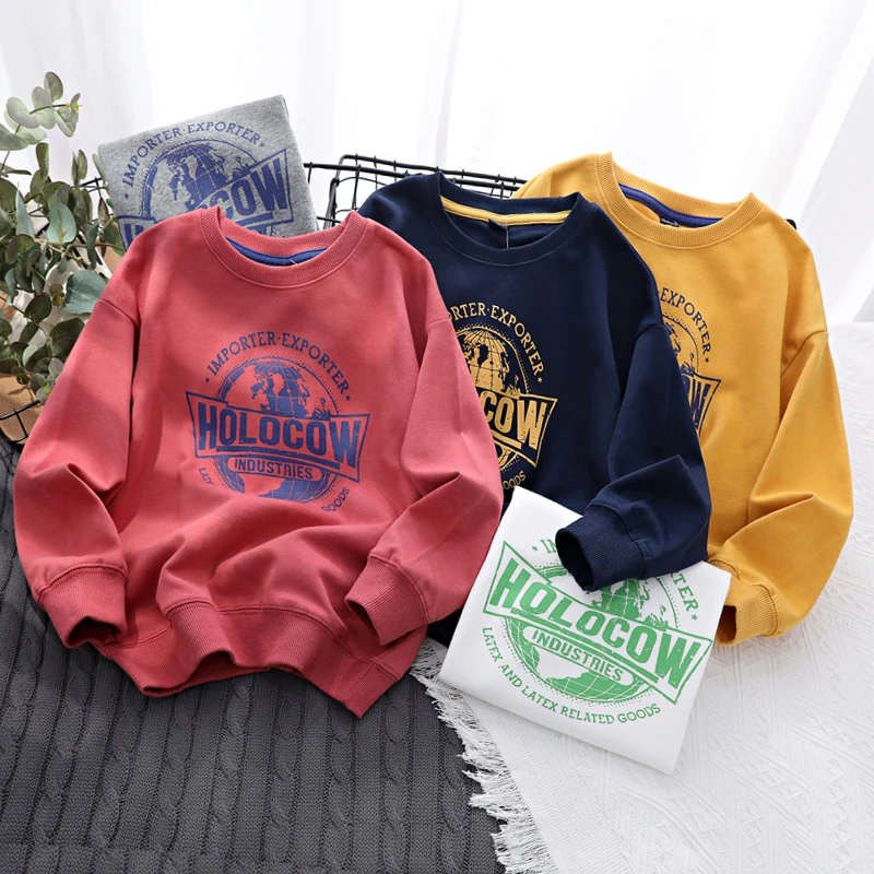 潮宝洋气卫衣春秋童装新款男童字母印花套头衫男女童休闲运动衣服