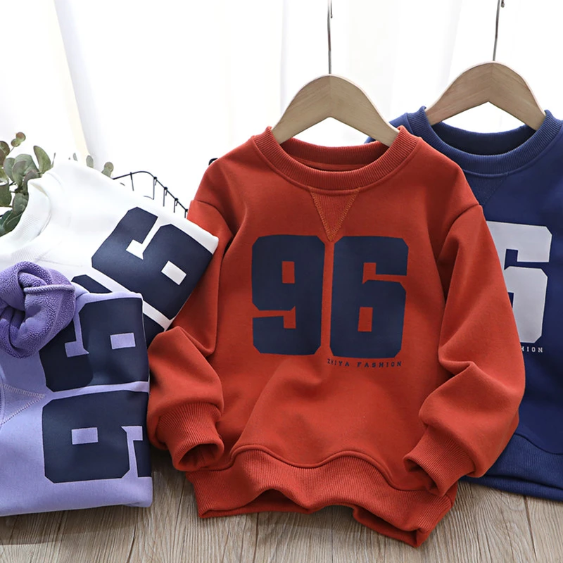 冬款男童加绒卫衣童装上衣中大童洋气套头衫女童儿童韩版打底衫