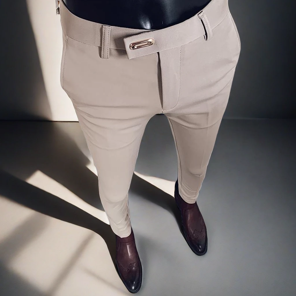 显瘦男士夏季薄款青年小脚韩版英伦西装休闲裤春夏潮流修身九分裤