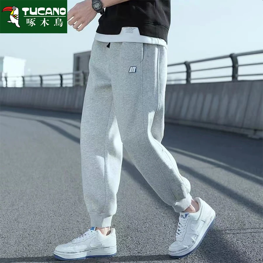 啄木鸟运动裤男士春秋纯棉休闲长裤宽松韩版潮流薄款修身束脚卫裤