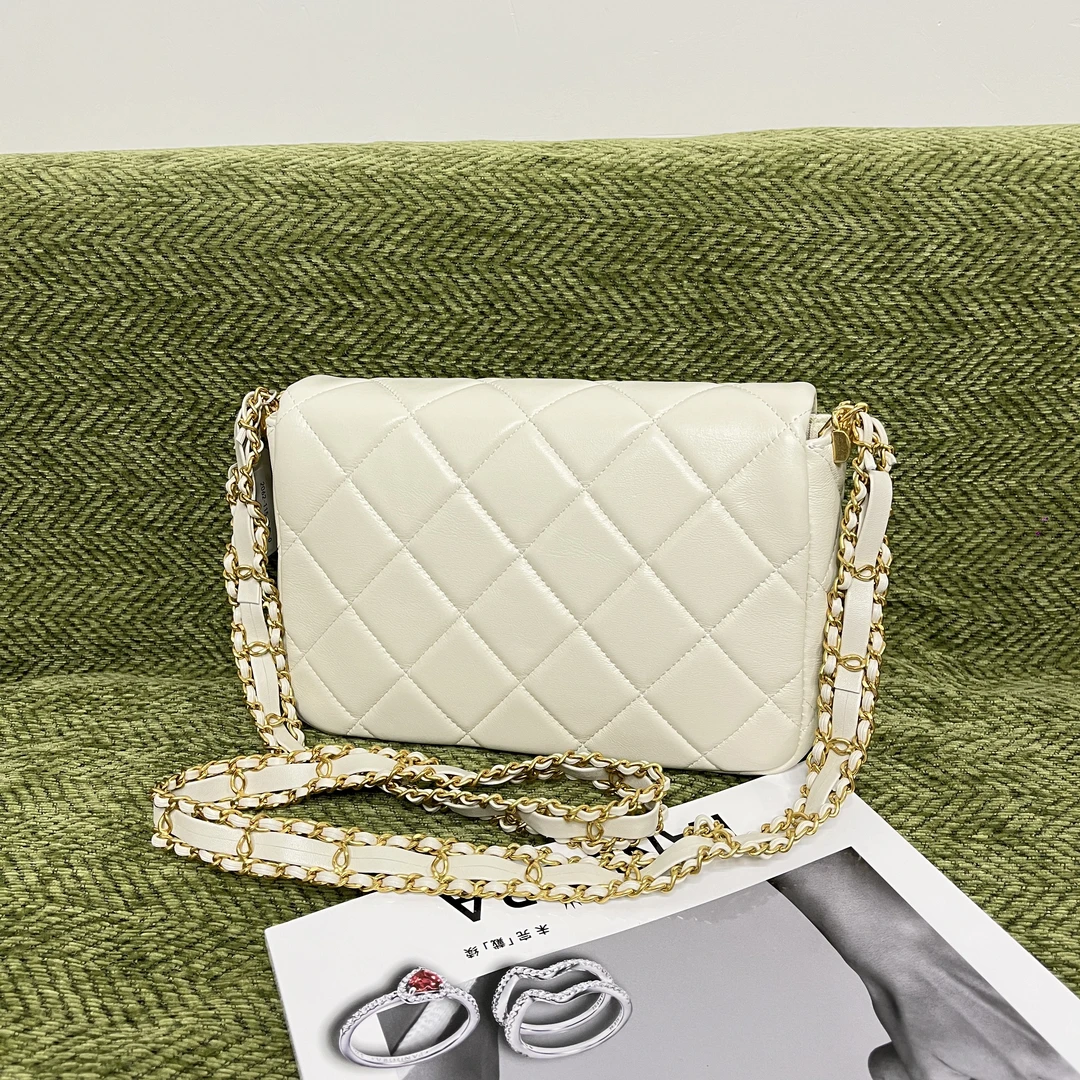 小香风时尚【115】白色真皮女士单肩斜挎包菱格女包