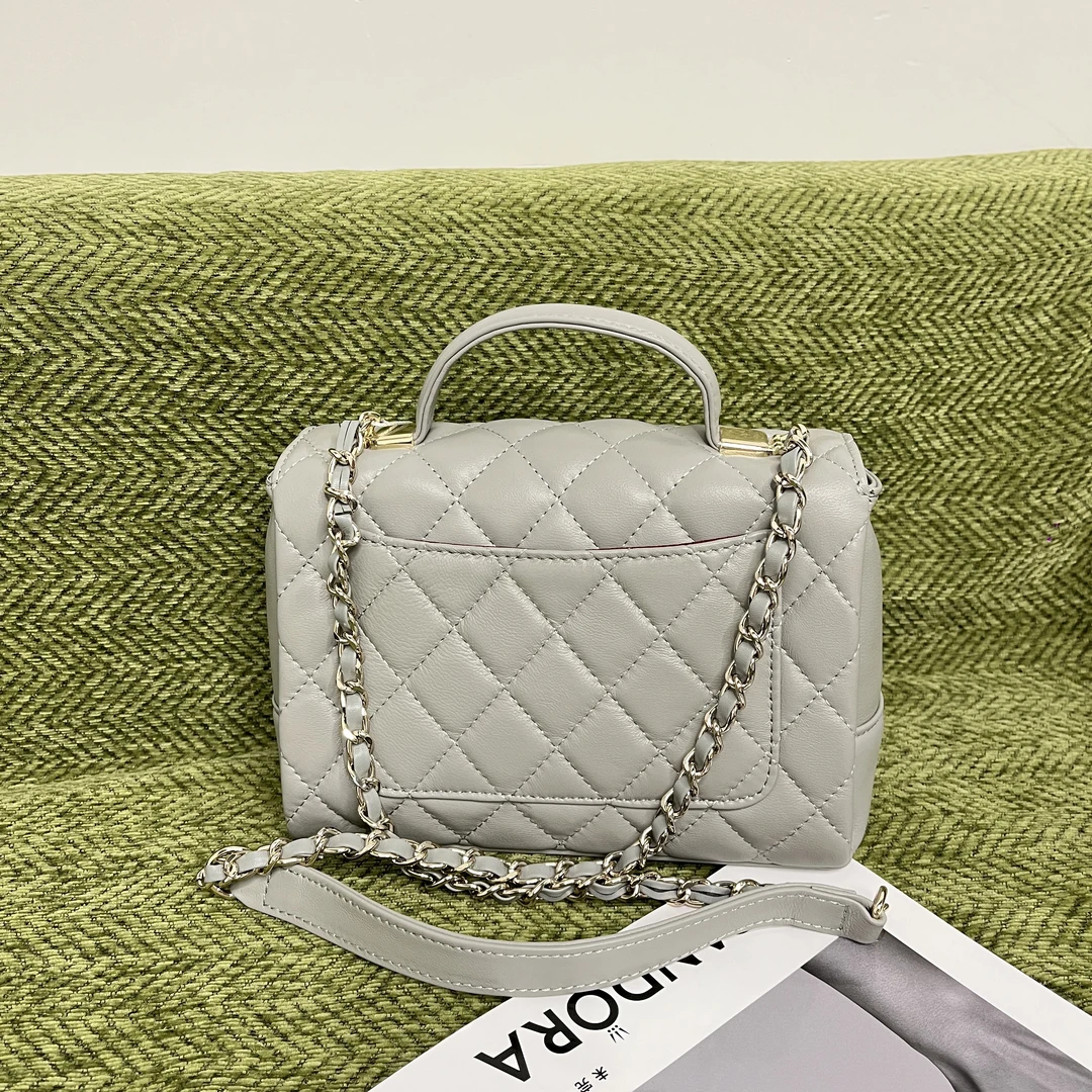 时尚小香风【109】灰色真皮百搭女士轻奢单肩斜挎手提包