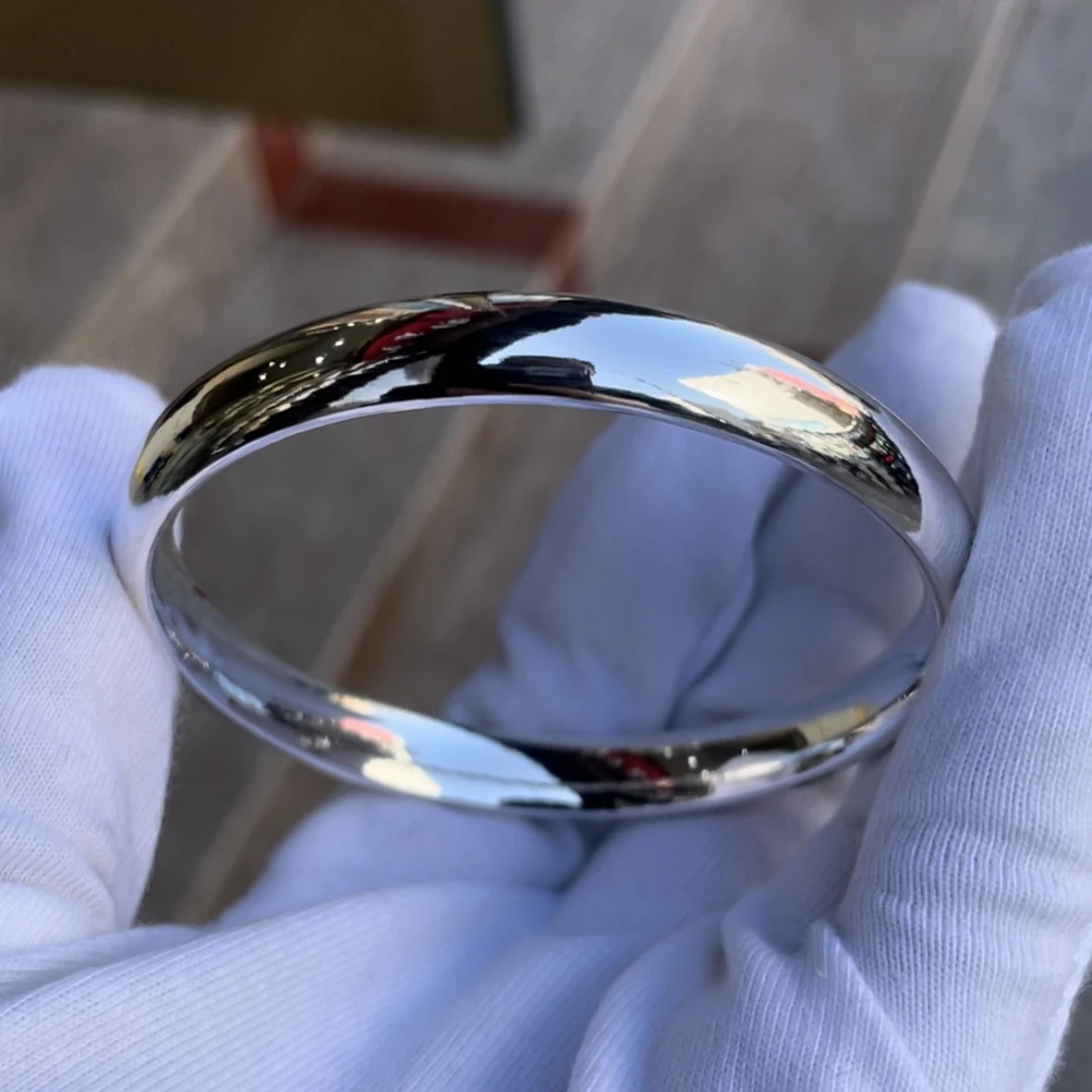 足银手镯 纯银双弧面手镯