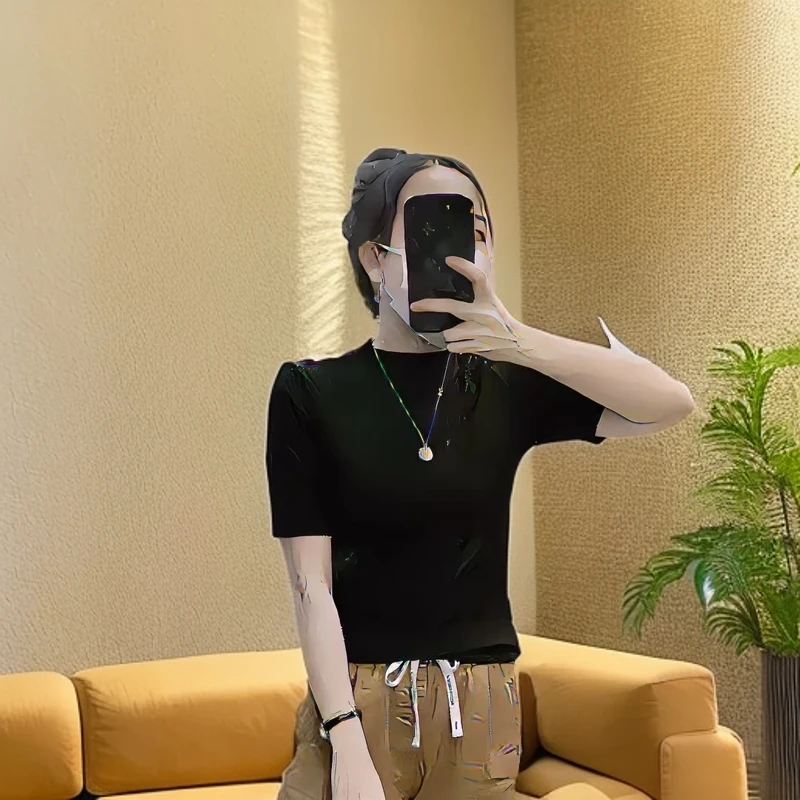 经典纯色洋气内搭T恤女2024秋款韩版休闲时尚百搭显瘦修身上衣ins