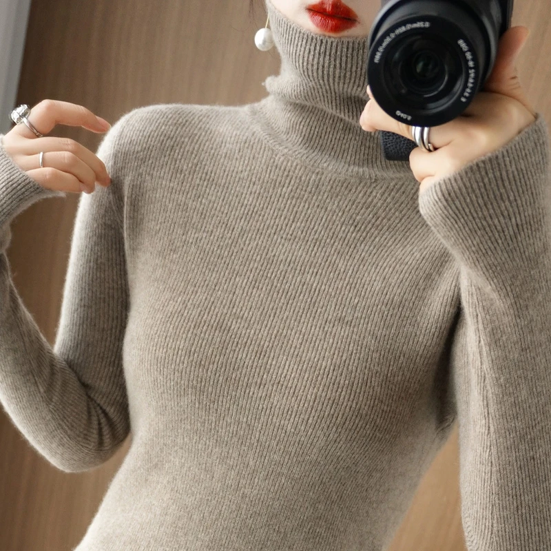 【厂家清货】针织衫高领显瘦套头修身长袖打底衫女毛衣