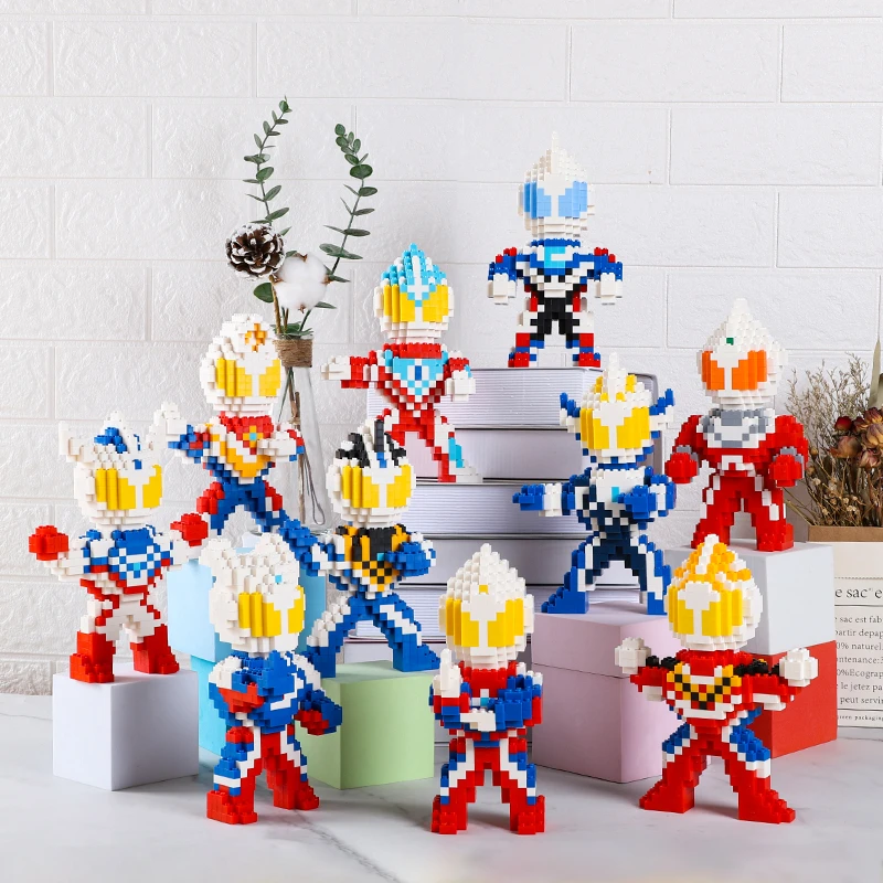 小方乐奥特曼家族小颗粒男孩积木玩具拼图