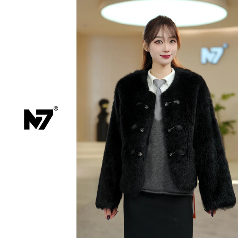 【N7】玫瑰恋 冬季时尚设计师款皮毛一体外套 23923