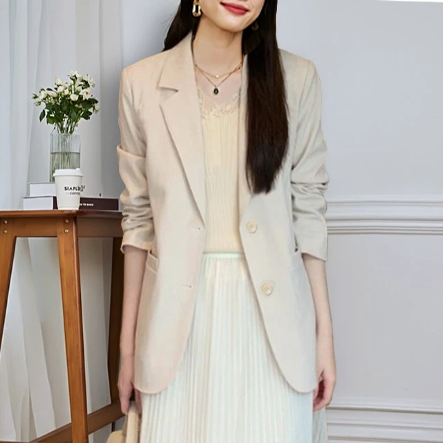 高级感米白色西装外套女2025秋季新款轻奢雨辰星空微闪小西服上衣