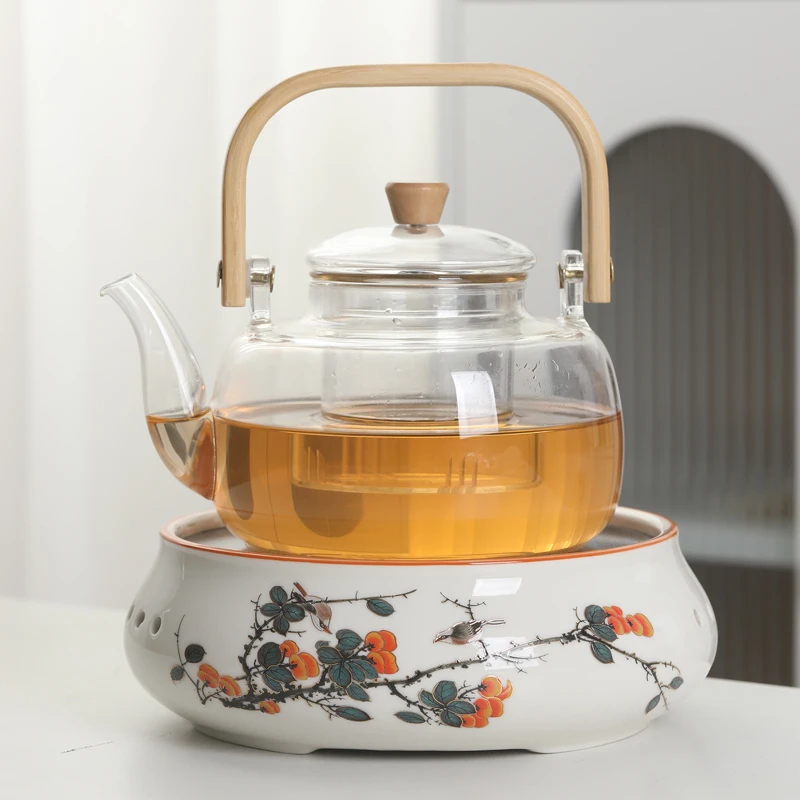 家用炉茶玻璃蒸煮茶壶耐高温烧水壶提梁围炉煮茶器电陶炉茶具套装