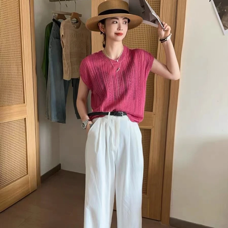 后背一粒扣镂空落肩袖