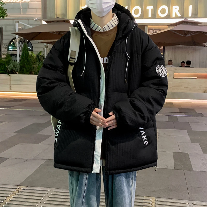 连帽棉衣外套男士冬季新款青少年学生百搭保暖加厚棉服防寒面包服