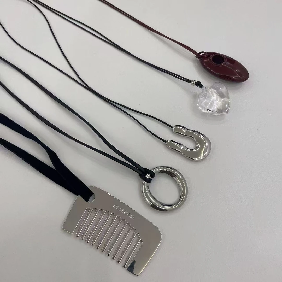 非金属玻璃项链  小众ins风抽拉绳项链