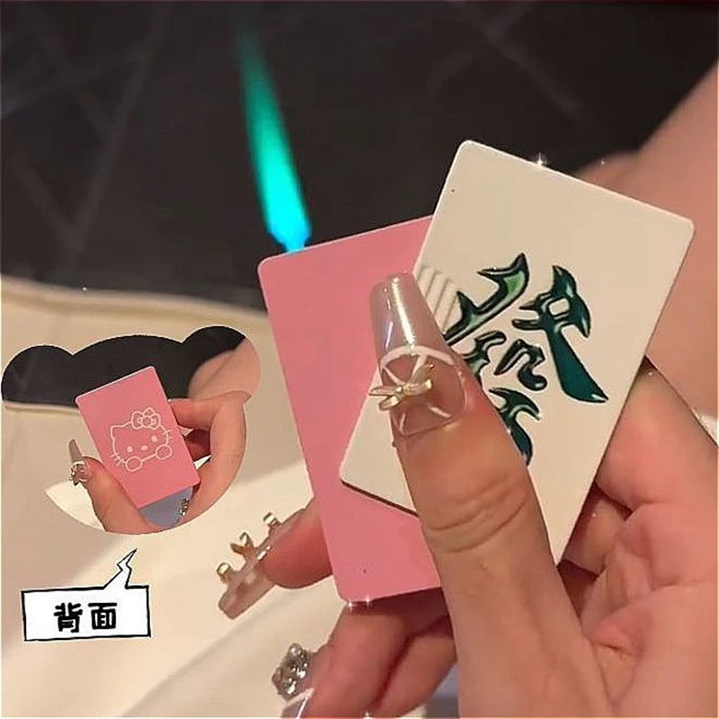 网红款高颜值创意麻将图案防风打火机绿焰潮流旋转解压绿焰打火机