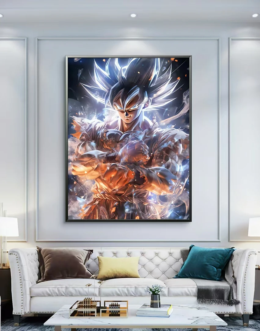 龙珠超级赛亚人悟空 自在极意功 白神 pvc40x60  家居 晶瓷画挂画
