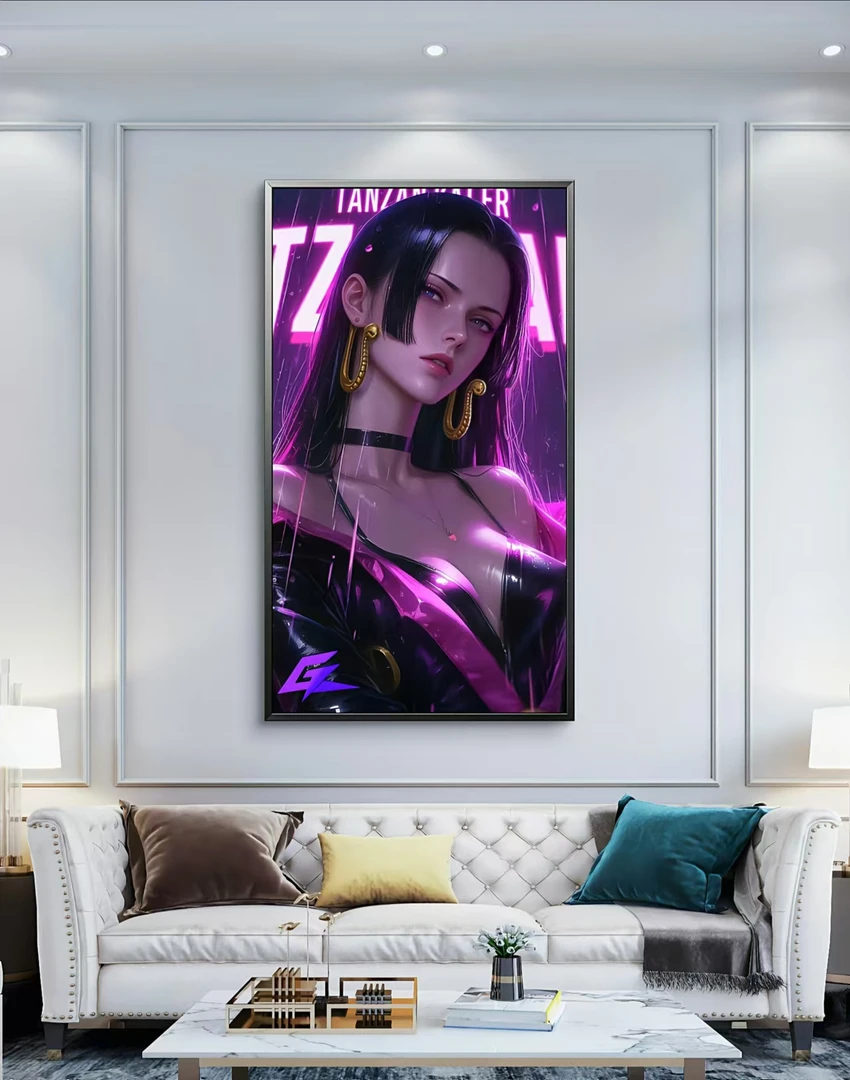 海贼王 女帝和娜美 赛博朋克风格 pvc40x60 客厅 家居 晶瓷画挂画