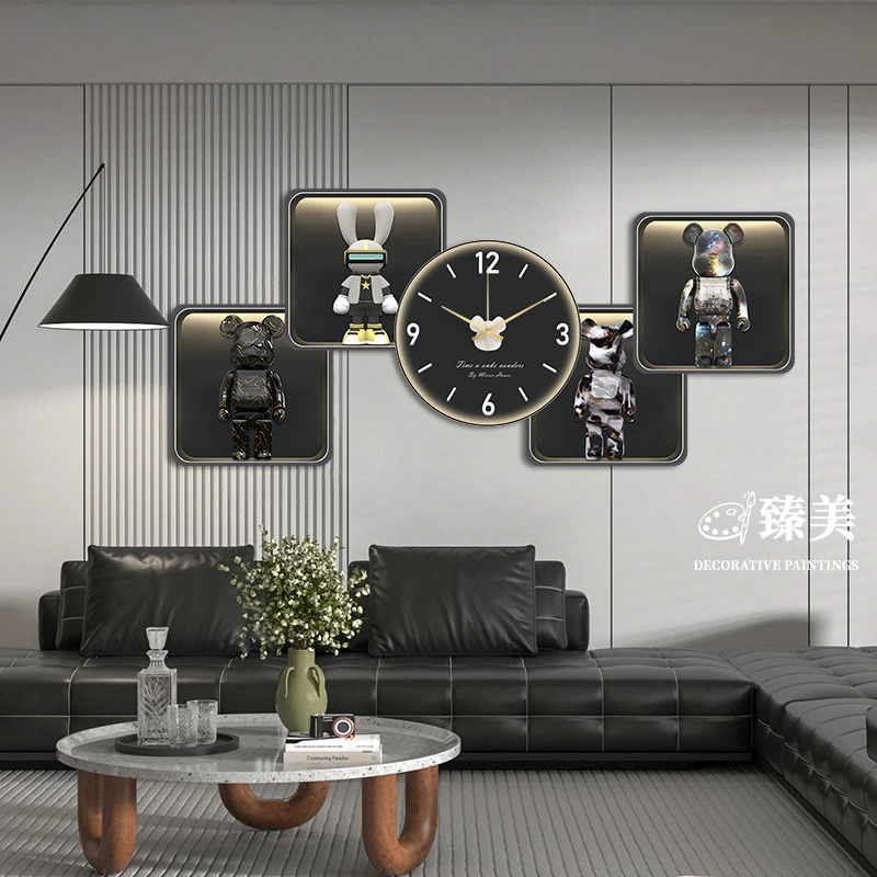 暴力熊kaws客厅装饰壁灯画卧室挂画钟表时钟挂墙沙发背景墙壁画
