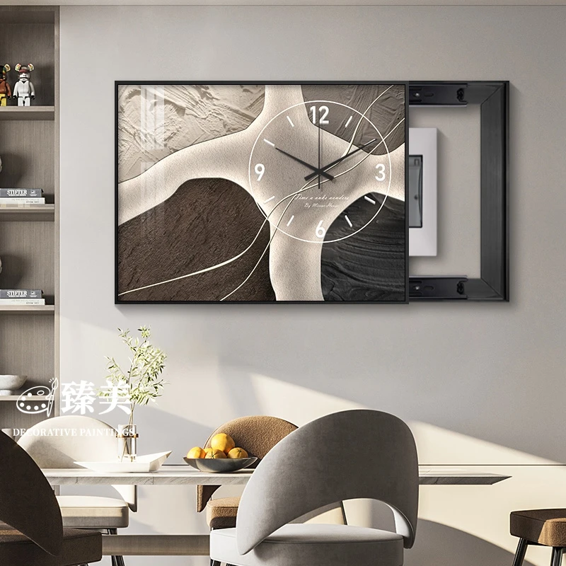 石来运转电表箱装饰画现代简约时钟挂画免打孔遮挡弱电箱电源电闸