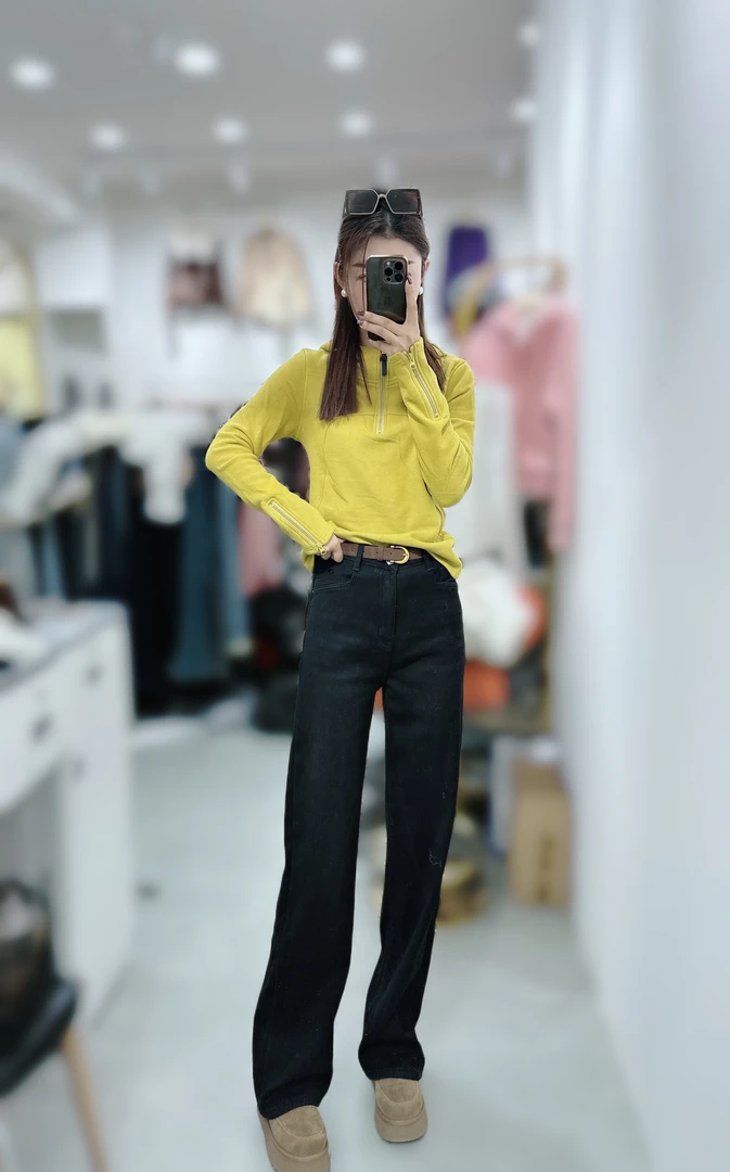 炫彩阁56183【加绒加厚水洗牛仔直筒裤】