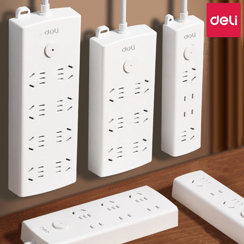 得力延长线插座2500W插排10A排插接线板拖线板国标3C认证安全阻燃