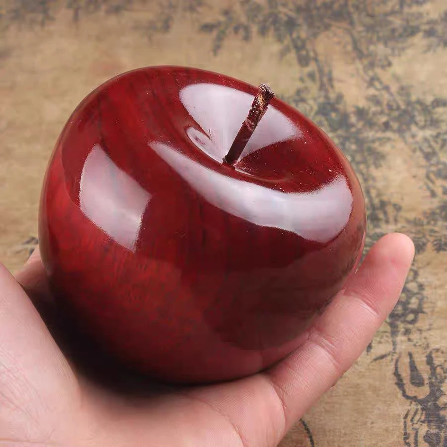 红檀木苹果整木雕刻木雕工艺品摆件苹果手把件手把件