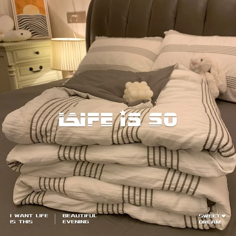 夏季四件套夏凉被水洗麻空调被公主风学生宿舍薄被子四季通用男生