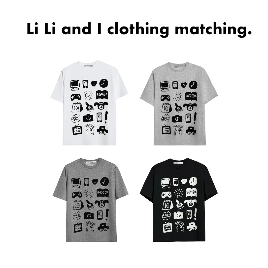 Li Li and I 「ins贴纸短袖」T恤慵懒东大门韩国代购大码显瘦打底