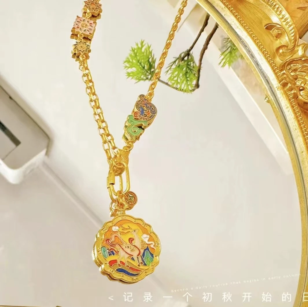 合金珐琅项链 新款小九色鹿设计款项链