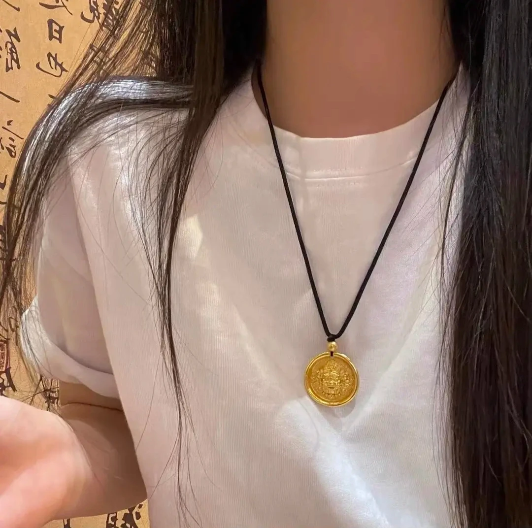 合金项链 高精工黄财财配黑绳