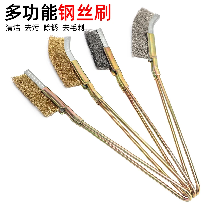 不锈钢丝刷带柄不锈钢丝刷镀铜丝铁丝刷除锈缝隙凹槽清理清洁刷头