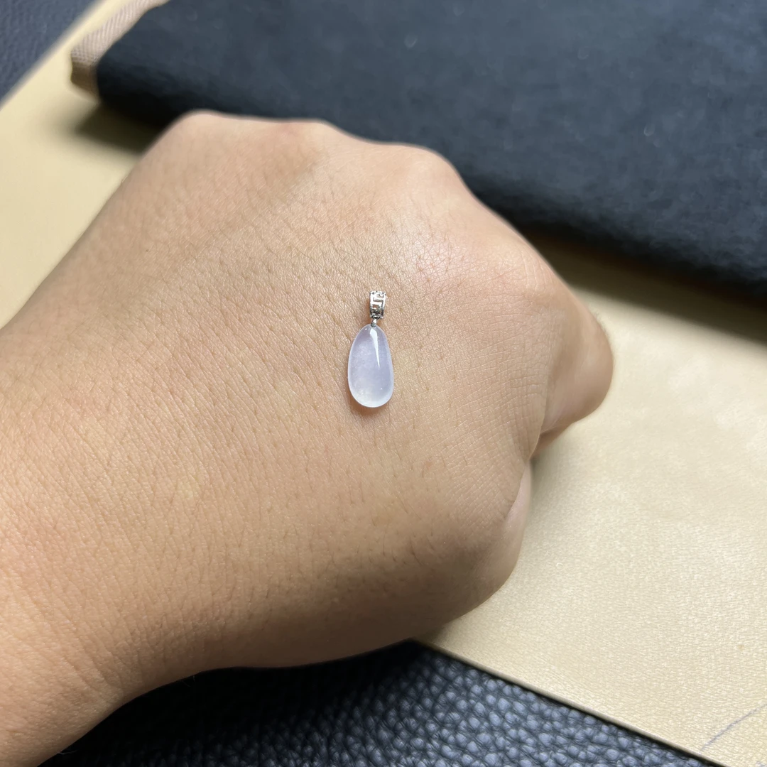 翡翠吊坠随形福瓜高冰冰白18K金事业向上高贵精致素款高冰