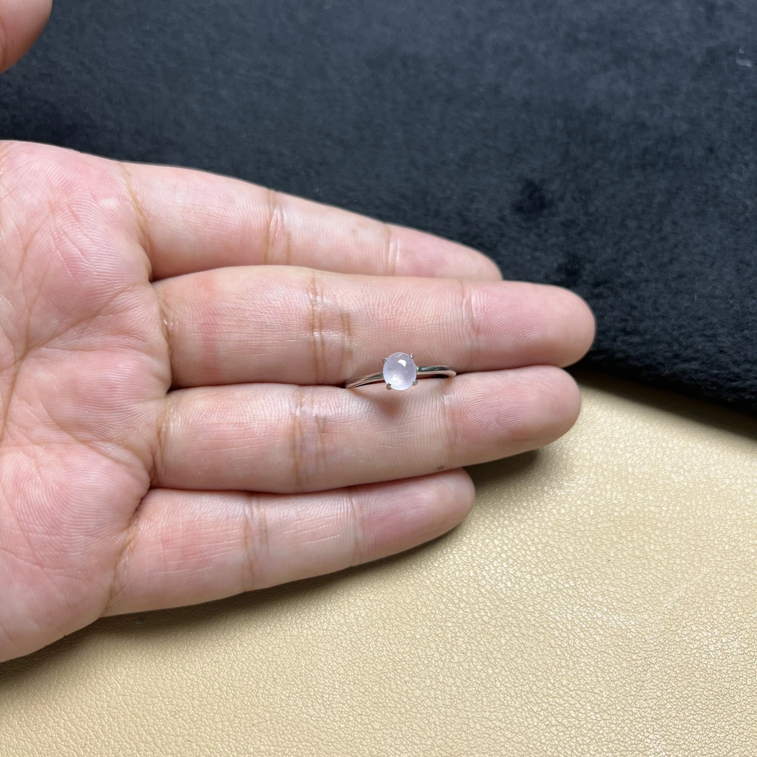 翡翠蛋面戒指高冰紫水头好女式紫色大气简单气质百搭